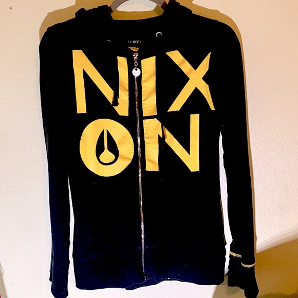 COPY - Nixon black zip-up hoodie w/yellow “Nixon”…